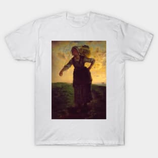 A Norman Milkmaid at Greville by Jean-Francois Millet T-Shirt